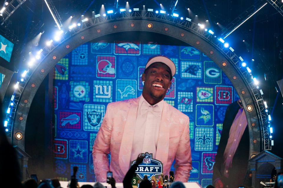 Terrion Arnold, from Alabama, was announced as the Lions' 24th pick in the draft in the main theater on Thursday, April 25, 2024 for the first day of the NFL draft in Detroit.