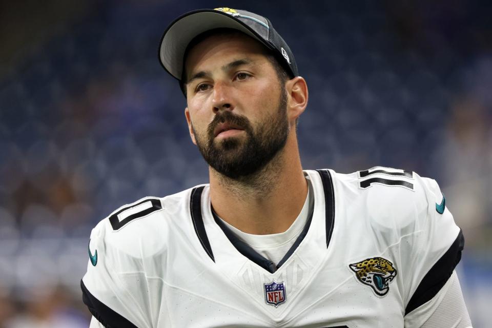 <p>Jorge Lemus/NurPhoto via Getty</p> Jacksonville Jaguars place kicker Brandon McManus