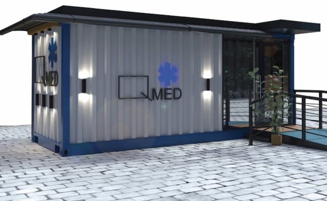 Qubix' portable medical clinics are made from used shipping containers. 