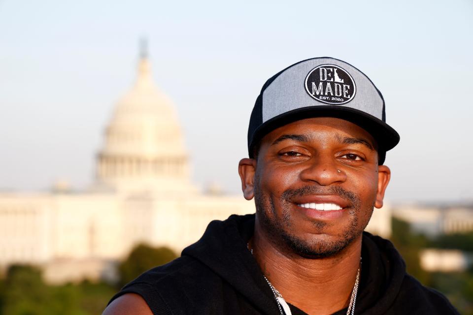 Jimmie Allen in Washington D.C. for "A Capitol Fourth" performance in 2021 wearing a DEL Made hat.