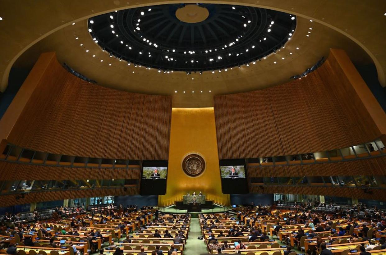 U.S. Secretary of State Antony Blinken speaks during the 2022 Review Conference of the Parties to the Treaty on the Nonproliferation of Nuclear Weapons at the United Nations on Aug. 1, 2022. <a href="https://www.gettyimages.com/detail/news-photo/secretary-of-state-antony-blinken-speaks-during-the-2022-news-photo/1242248550?adppopup=true" rel="nofollow noopener" target="_blank" data-ylk="slk:Angela Weiss/AFP via Getty Images;elm:context_link;itc:0;sec:content-canvas" class="link ">Angela Weiss/AFP via Getty Images</a>