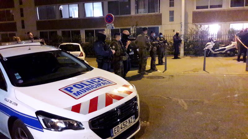 Police secures a street in Lyon