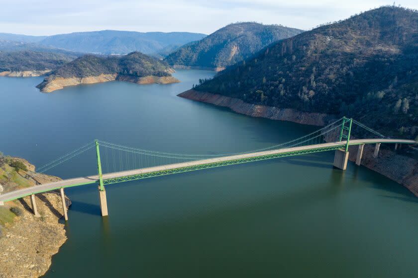 OROVILLE, CA - February 08, 2023: Bidwell Bar Bridge at Lake Oroville on Wednesday February 08, 2023 in Oroville, CA. (Brian van der Brug / Los Angeles Times)