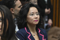 Chinese-born Australian journalist Cheng Lei attends a signing ceremony with Chinese Premier Li Qiang and Australian Prime Minister Anthony Albanese at Parliament House in Canberra, Monday, June 17, 2024. (Lukas Coch/Pool Photo via AP)