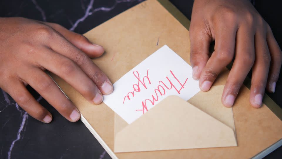 For people who like to write, an effective gratitude practice could be writing thank-you notes to friends and family, Lyubomrisky said. - towfiqu ahamed/iStockphoto/Getty Images