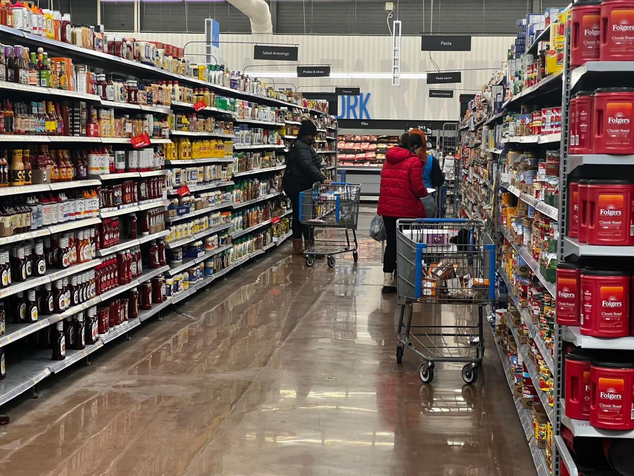 A grocery aisle at Walmart