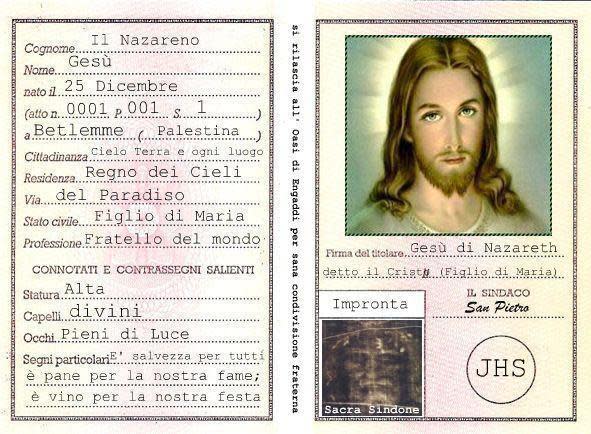 Al carnet de identidad de Jesucristo publicado por Radio María en Italiana no le falta detalle. Hasta firma del alcalde tiene. (Foto: Perfil de Facebook de Radio Maria)