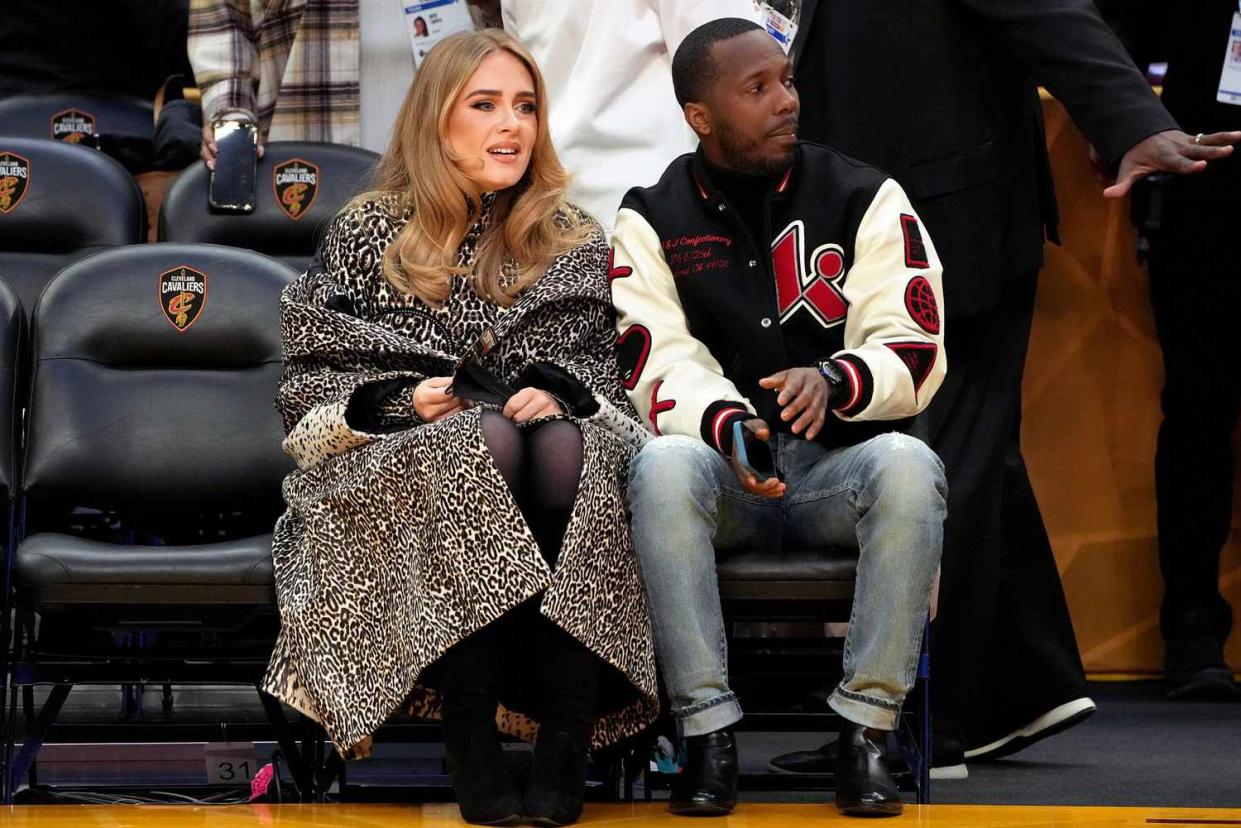 CLEVELAND, OHIO - FEBRUARY 20: (L-R) Adele and Rich Paul attend the 2022 NBA All-Star Game at Rocket Mortgage Fieldhouse on February 20, 2022 in Cleveland, Ohio. NOTE TO USER: User expressly acknowledges and agrees that, by downloading and or using this photograph, User is consenting to the terms and conditions of the Getty Images License Agreement. (Photo by Kevin Mazur/Getty Images)