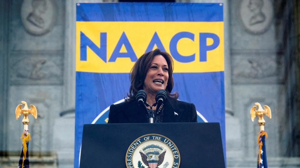 PHOTO: Vice President Kamala Harris speaks outside the South Carolina State House in Columbia, South Carolina, Jan. 15, 2024.   (Kevin Wurm/Reuters)