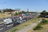 Stellanis Serbia workers block main highway over redundancy plans, in Belgrade