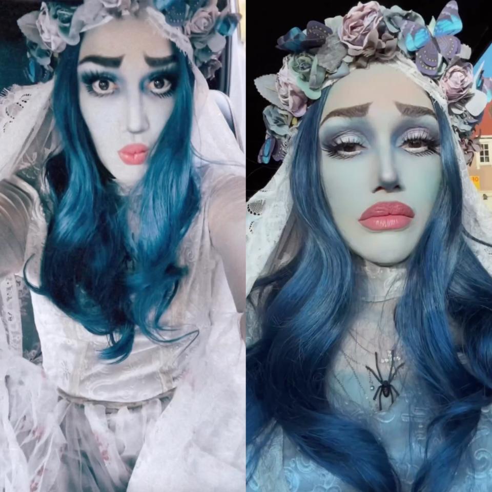 Blue in the Face! Gwen Stefani Transforms Into the Corpse Bride for ...