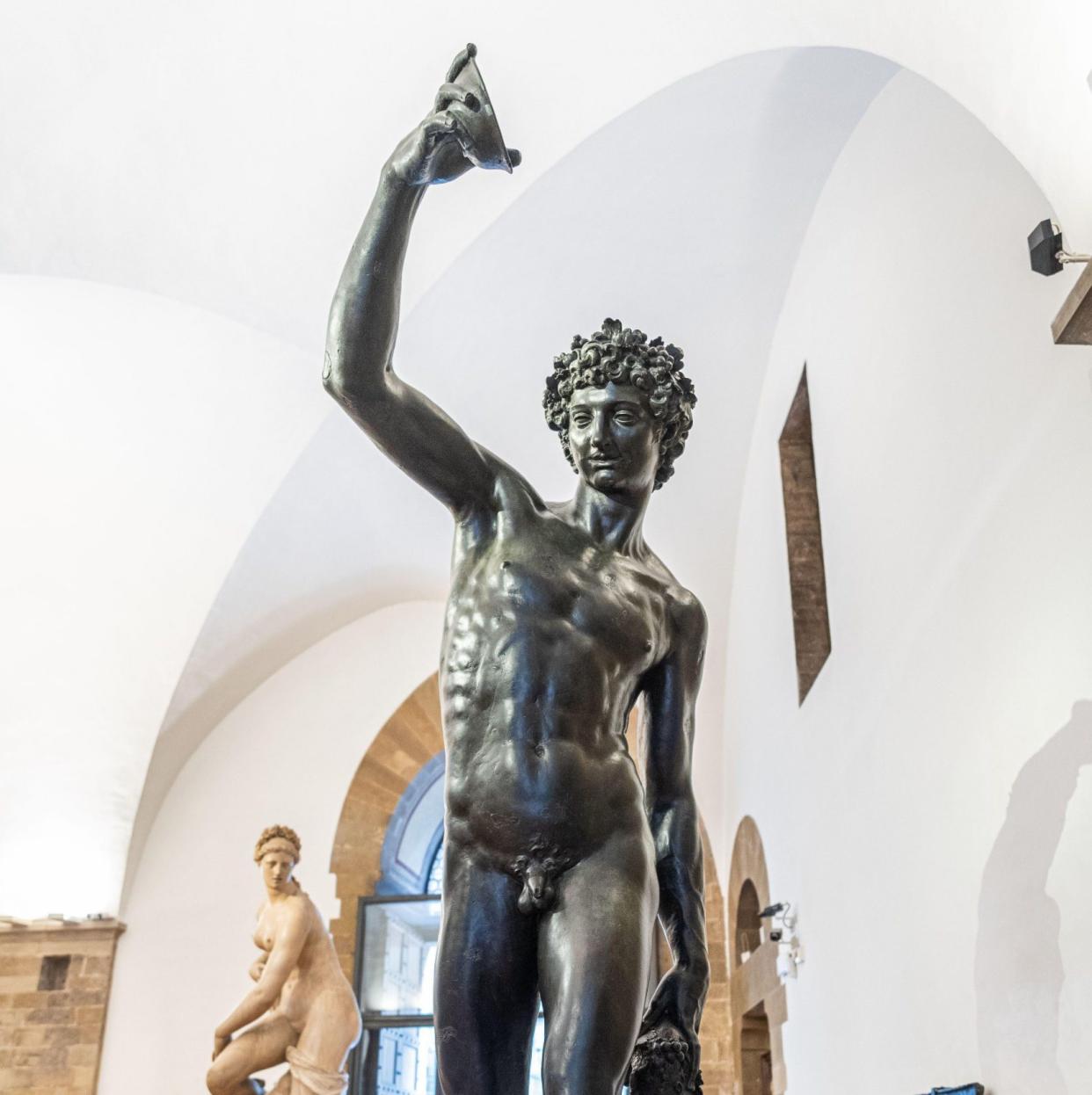 The 16th-century original statue of Bacchus by Giambologn is kept in In The Bargello Museum in Florence