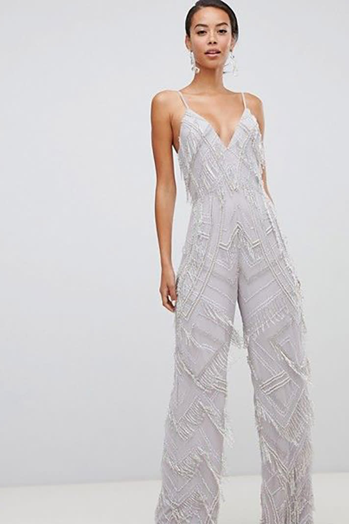 Fringe- and Pearl-Embellished Jumpsuit