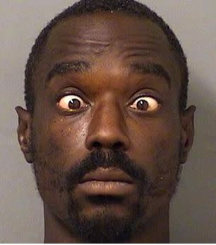 Jefferson King had a whopper of a mug shot after he was arrested for allegedly masturbating at a Burger King in West Palm Beach, Florida. A woman said she saw King touching himself near the restrooms. She told police when she asked King what he was doing, he replied, <a href="http://www.huffingtonpost.com/entry/florida-man-arrested-for-masturbating-at-burger-king_55ef2690e4b093be51bc5f50?utm_hp_ref=mug-shots" target="_blank">"What? I'm playing with my penis!"</a>