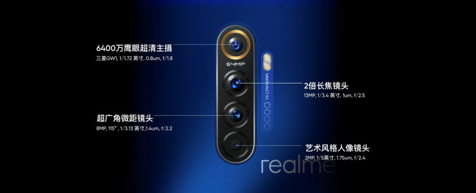 圖／realme X2 Pro採用6400萬鷹眼變焦四鏡頭。（realme提供）