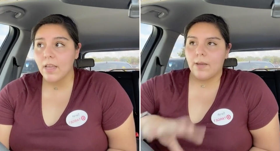 TikTok user @sarah_teee8 recalled an encounter with a rude customer who tried to belittle her for working at Target. Source: TikTok/sarah_teee8