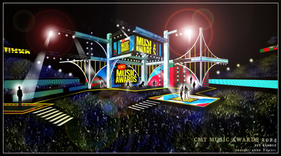 A preview of the main stage at the 2024 CMT Music Awards at the Moody Center in Austin, Texas. The show airs live on Sunday, April 7, at 8 p.m. ET on CBS and Paramount+ with Showtime. / Credit: CMT/Paramount