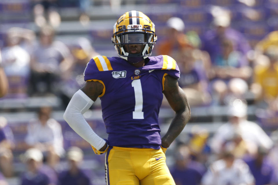 LSU CB Kristian Fulton has first-round traits, but his measurement and workouts at the combine are important. (Photo by Andy Altenburger/Icon Sportswire via Getty Images)