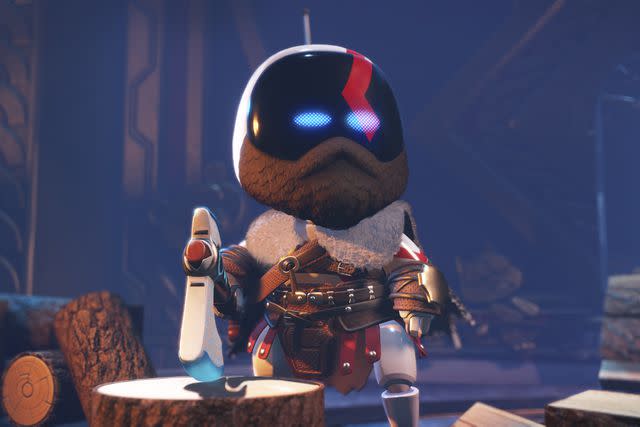 <p>Team Asobi/Sony Interactive Entertainment</p> Astro Bot Kratos is just one of the many PlayStation Easter eggs in the new 'Astro Bot' game