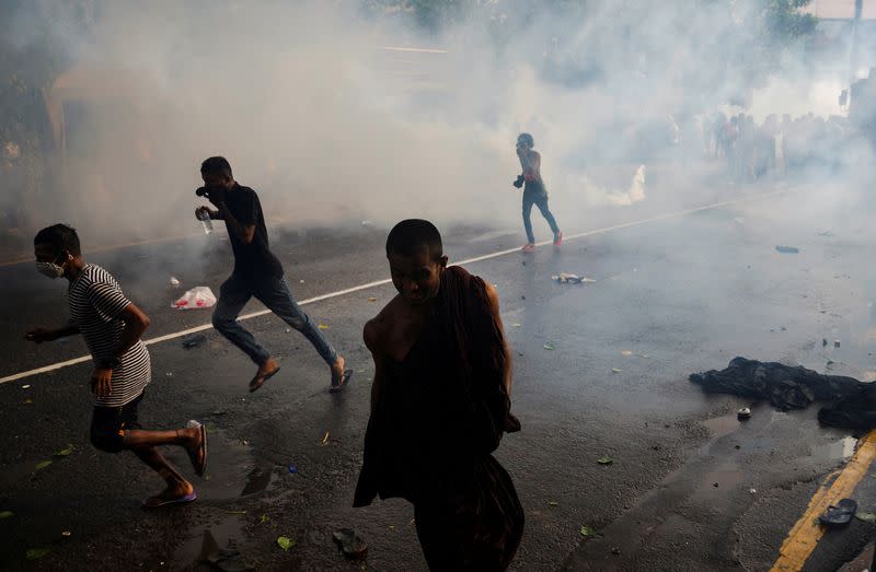 Students protest near the President's House amid the country's economic crisis, in Colombo