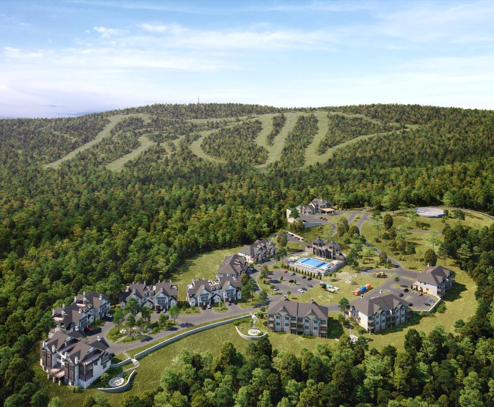 As shown in this rendering, Serenité Private Residence Club at Camelback Mountain is located in the heart of the Pocono Mountains atop 125 acres of secluded nature.
