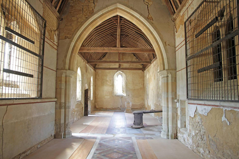 The restored chancel nave floor, looking towards the nave. (SWNS)