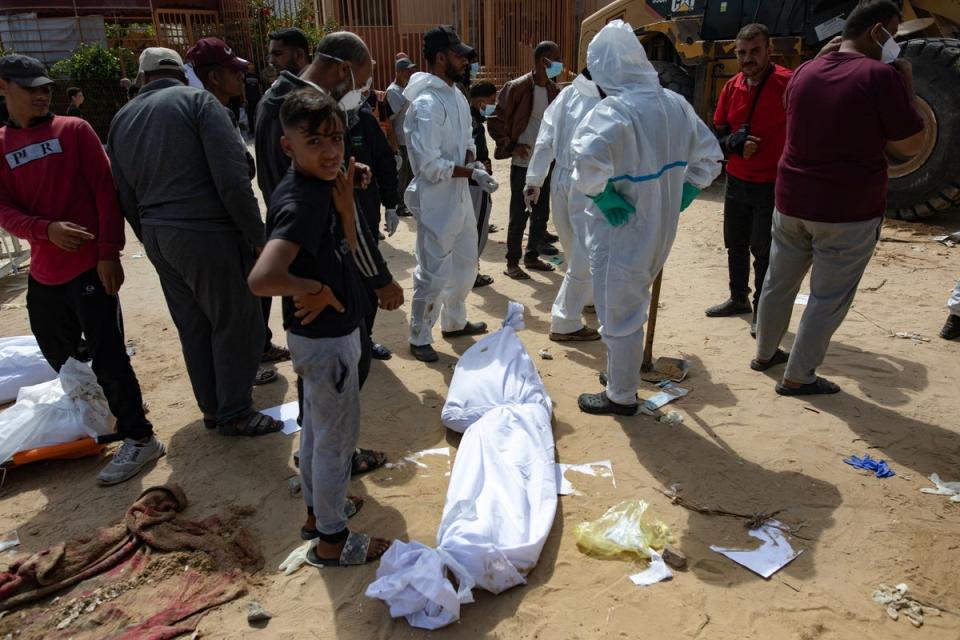 The UN said it was reviewing claims more than 300 bodies were discovered at two different mass graves in Gaza (EPA)