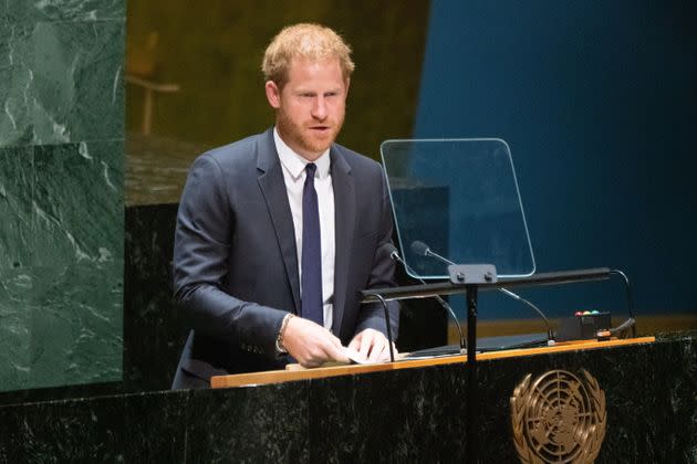Prince Harry speaks at the United Nations General Assembly on Nelson Mandela International Day at U.N. headquarters on July 18. (Photo: David Dee Delgado via Getty Images)