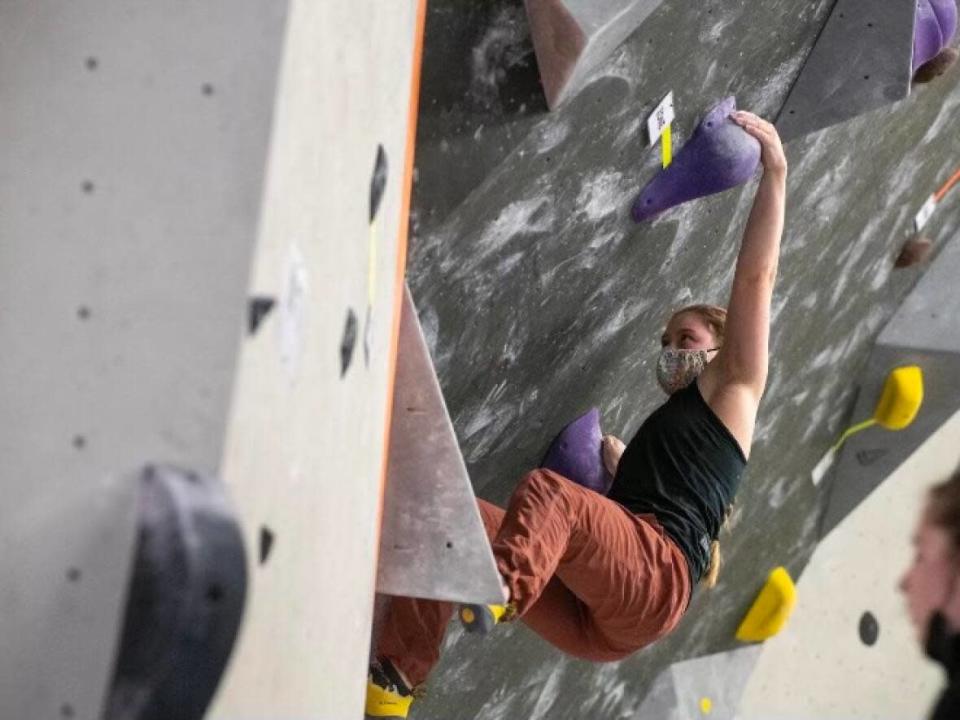 Allora Klinker, 15, is one of 10 young athletes from New Brunswick competing in the 2022 Youth National Boulder Championships in May. (Submitted by Allora Klinker - image credit)