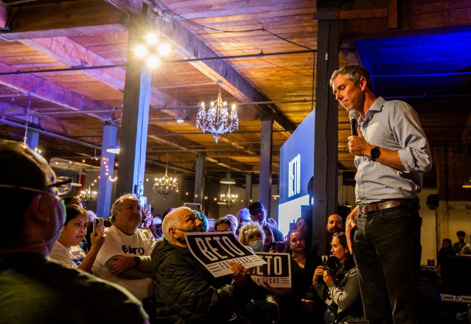 Democratic gubernatorial candidate Beto OÕRourke speaks to his supporters at Epic Railyard Cente in El Paso, Texas on election night on Tuesday Nov. 8, 2022 after his lost to Gov. Abbott. 