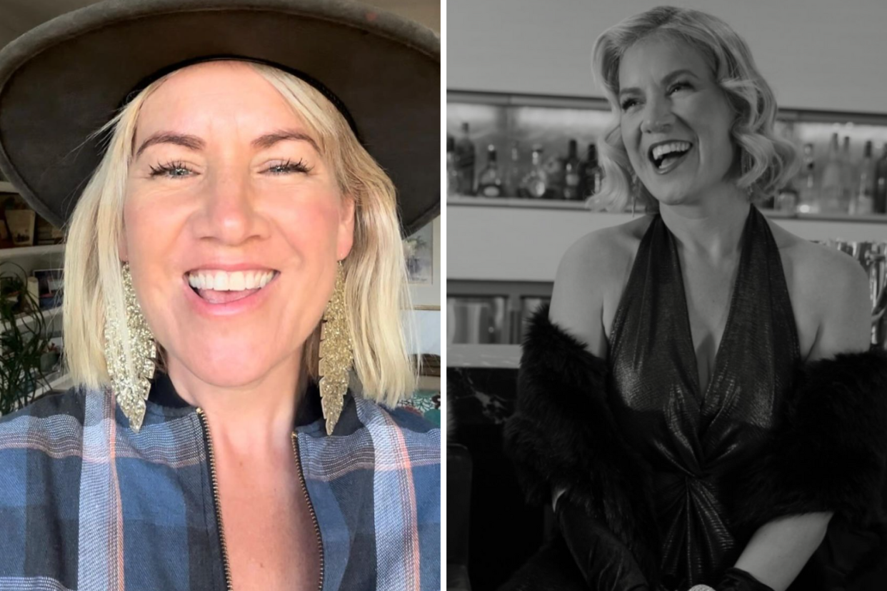 MAFS' Lucinda Light in hat and in black and white portrait 