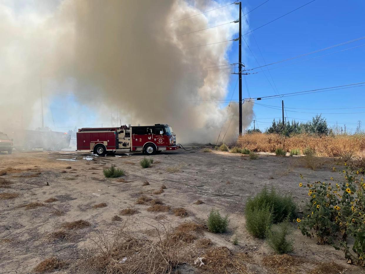 A fire under a rail bridge led to the temporary closure of part of South McKinley Avenue near Industrial Drive in south Stockton Thursday afternoon.