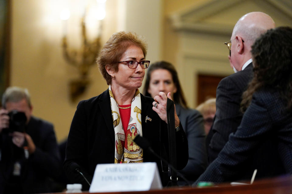 Former U.S. ambassador to Ukraine Yovanovitch testifies before House Intelligence Committee hearing on Capitol Hill in Washington