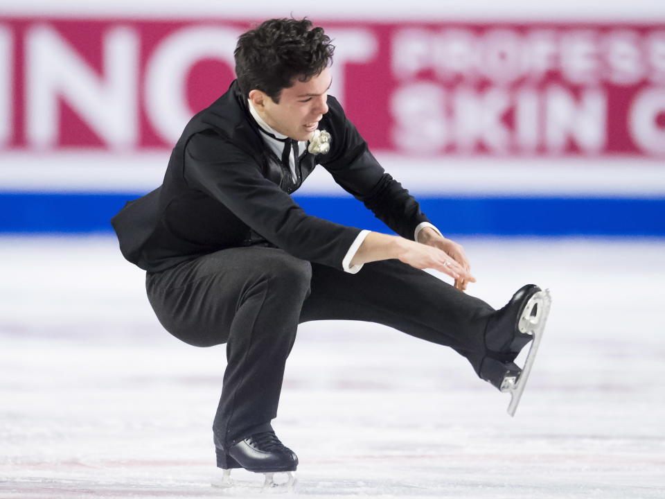 Keegan Messing, of Canada, competes in the men's free skate at figure skating's Grand Prix Final in Vancouver, British Columbia, Friday, Dec. 7, 2018. (Jonathan Hayward/The Canadian Press via AP)