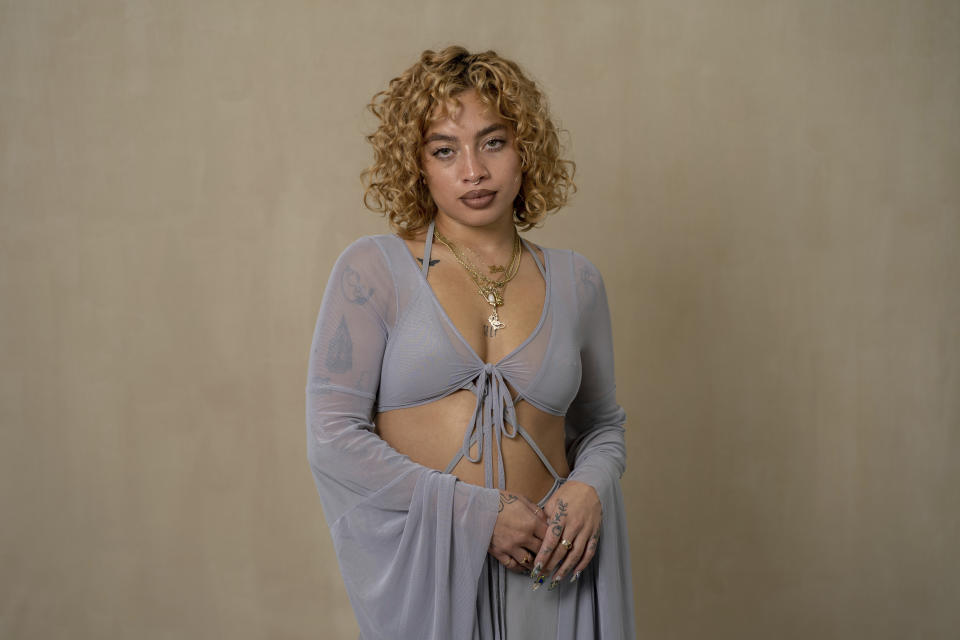 R&B singer Kiana Lede poses for a portrait on Tuesday, Oct. 3, 2023, in New York to promote her album “Grudges." (AP Photo/Gary Gerard Hamilton)
