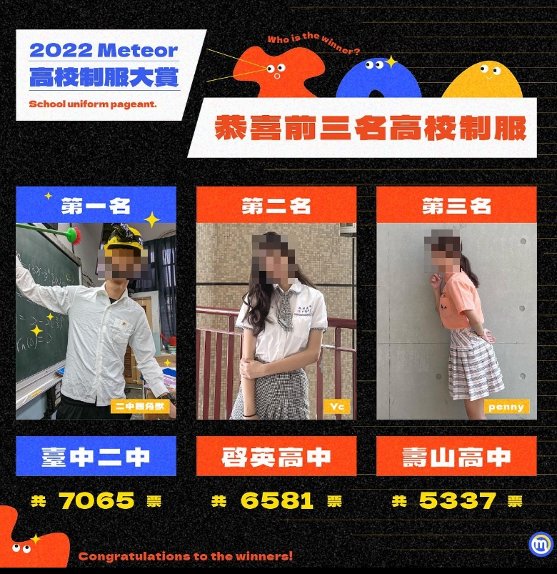 「2022 Meteor高校制服大賞」第一名是「二中獨角獸」。（圖／翻攝自「2022 Meteor高校制服大賞」IG）