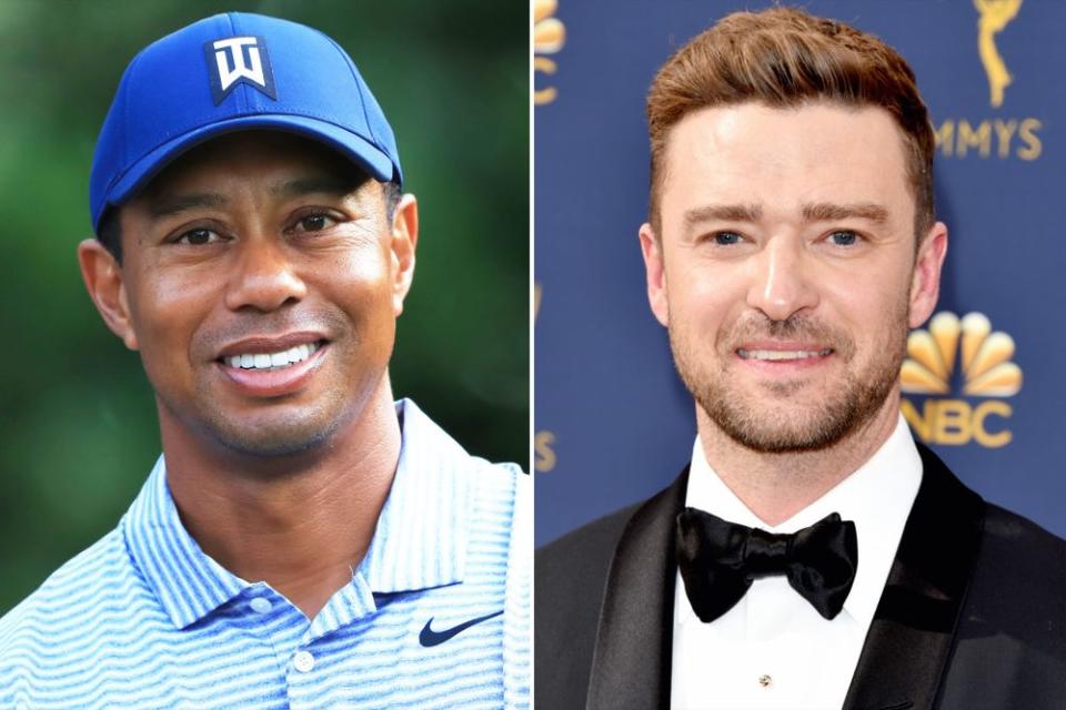 Tiger Woods and Justin Timberlake | Sam Greenwood/Getty; John Shearer/Getty