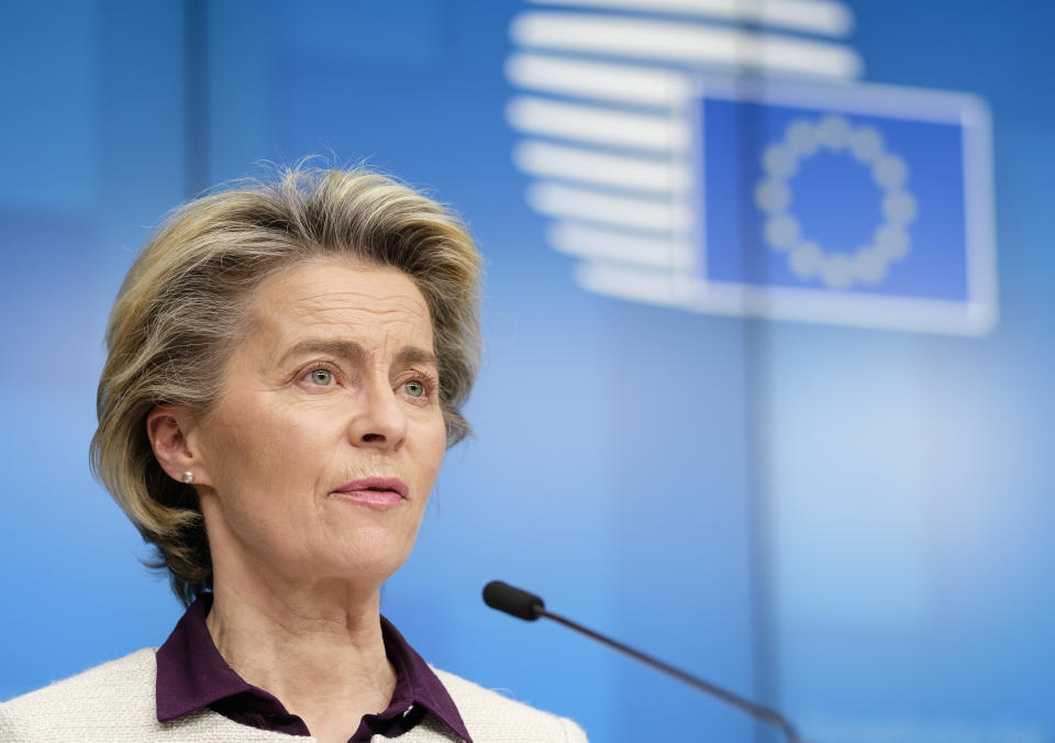 President of the European Commission, Ursula von der Leyen called on the contract between the bloc and AstraZeneca to be published adding that the 'binding orders' are 'crystal clear.' Photo: Thierry Monasse/Getty Images