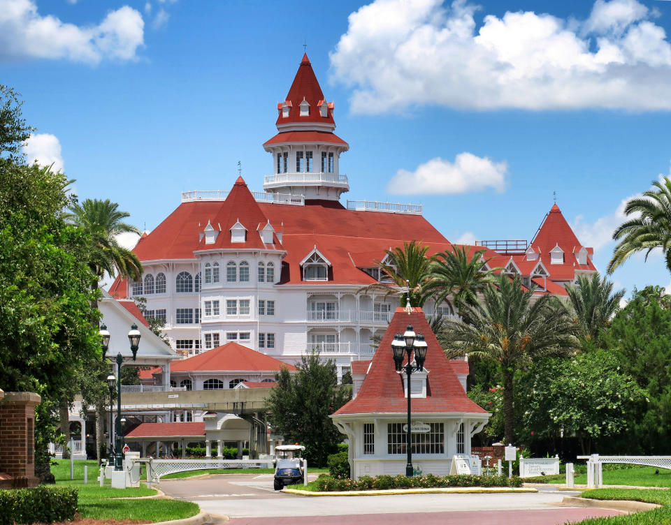 A view of Disney's Grand Floridian Resort main entrance, at Walt Disney World in Lake Buena Vista, Fla., Monday, June 22, 2020. (Joe Burbank/Orlando Sentinel/Tribune News Service via Getty Images)