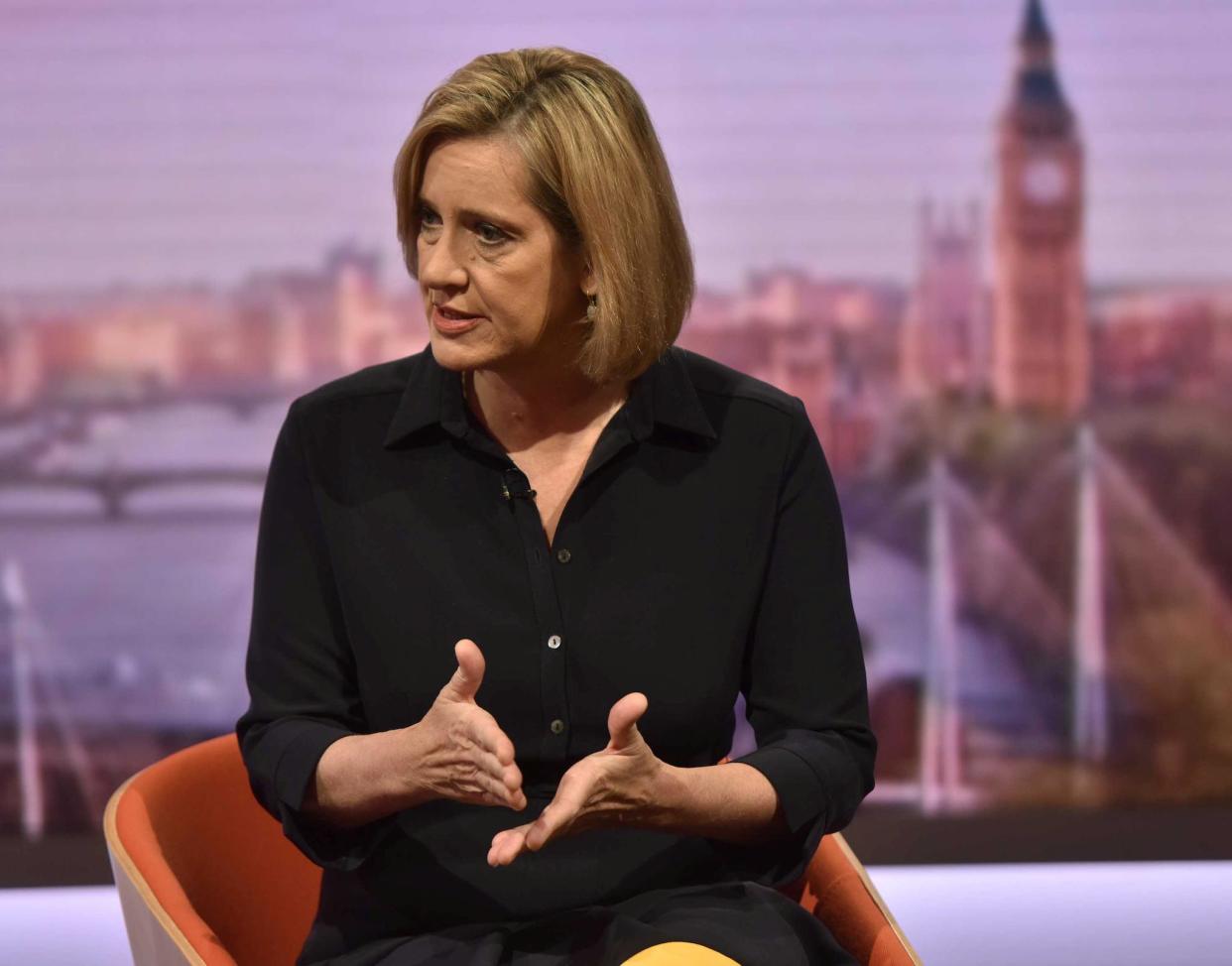 Britain's Home Secretary Amber Rudd, appears on the BBC's Marr Show in London, September 17, 2017: Jeff Overs/BBC handout via REUTERS