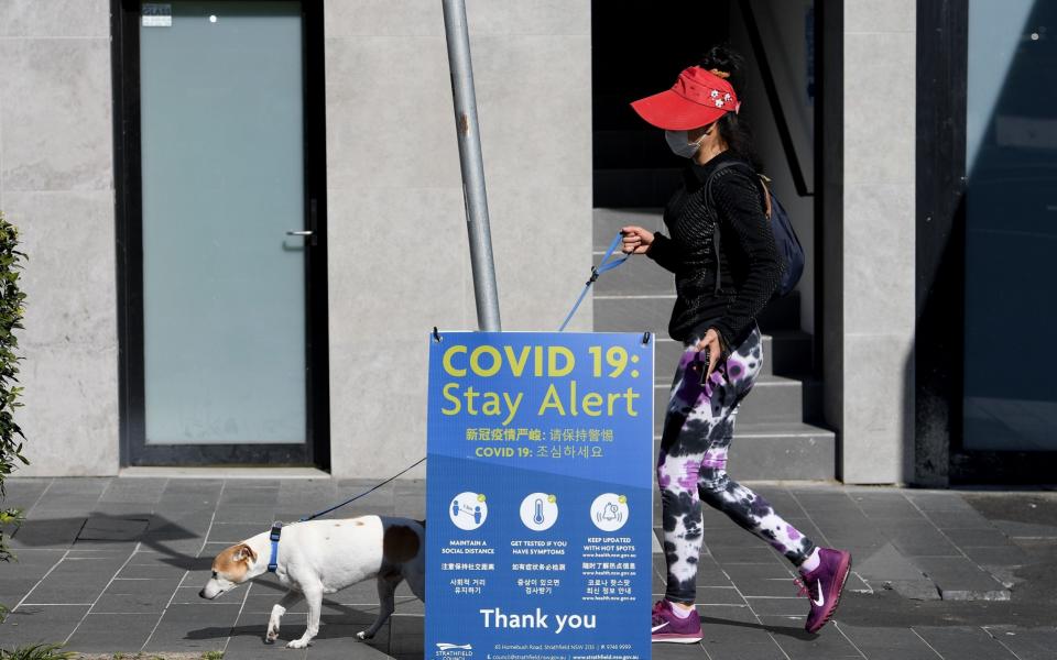 A woman walks her dog in New South Wales - DAN HIMBRECHTS/EPA-EFE/Shutterstock 