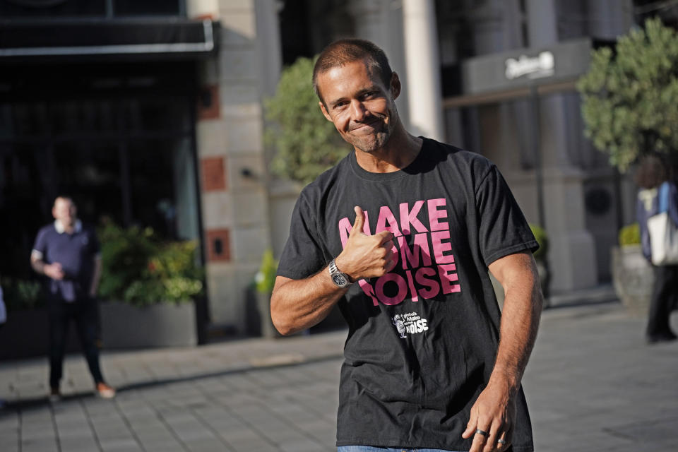 Spencer Matthews arrives at Global LSQ screens in London to celebrate 30 marathons in 30 days challenge and his Guinness World Record, in aid of Global's Make Some Noise. Picture date: Friday August 30, 2024. (Photo by Yui Mok/PA Images via Getty Images)