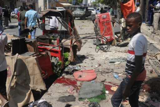 The bomb blast hit a restaurant in Mogadishu as people were eating lunch