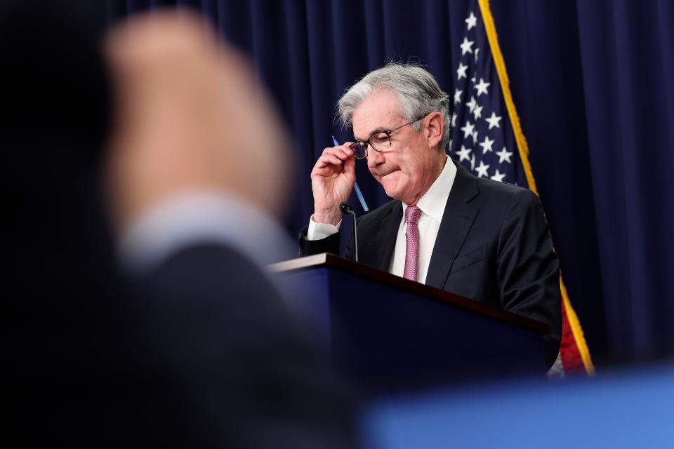 Federal Reserve Chair Jerome Powell speaks at a news conference following a Federal Open Market Committee meeting on May 04, 2022 in Washington, D.C. Powell announced the Federal Reserve is raising interest rates by a half-percentage point to combat record high inflation. This is Powell's first in-person news conference since the pandemic began. (Photo by Win McNamee/Getty Images)