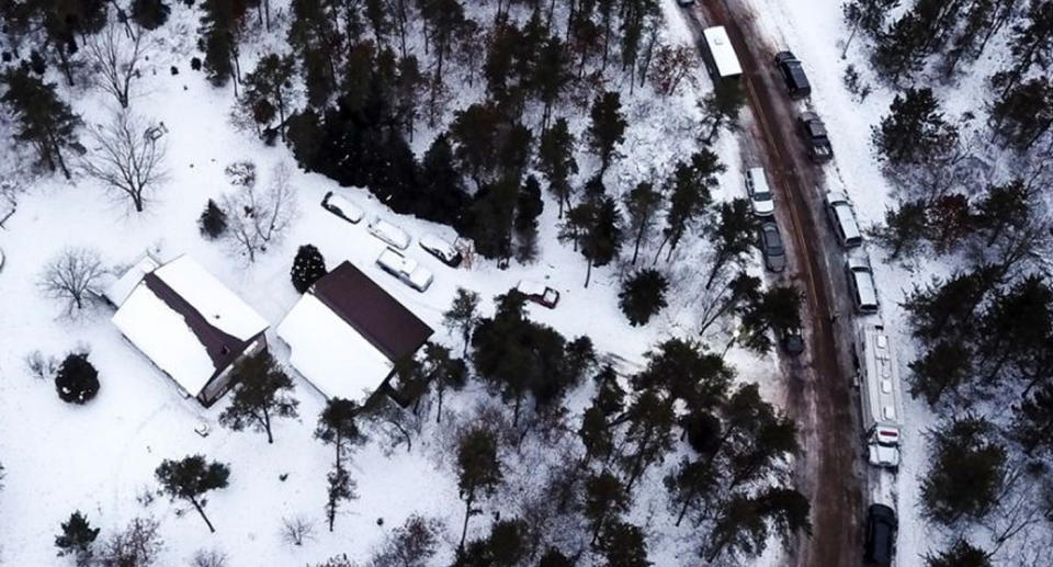 An aerial view of Patterson’s home, where he allegedly kept Jayme Closs. Source: AAP