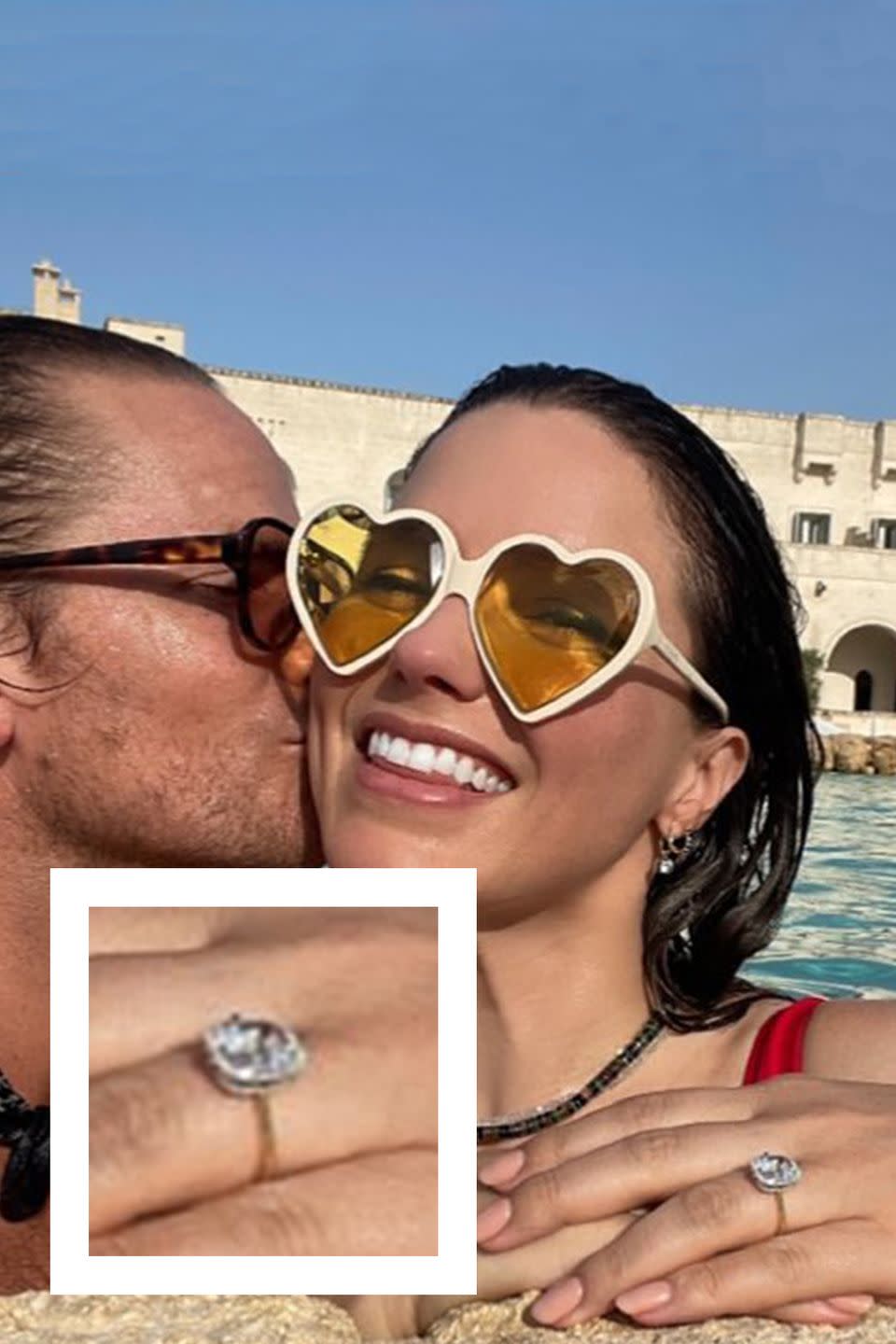 <p>On August 18, 2021, actress Sophia Bush shared news of her joyous engagement from the sandy shores of Italy, <a href="https://www.instagram.com/p/CSsUWnDCg35/" rel="nofollow noopener" target="_blank" data-ylk="slk:posting an Instagram photo;elm:context_link;itc:0;sec:content-canvas" class="link ">posting an Instagram photo</a> with her future-hubby, entrepreneur Grant Hughes. A heart-eyed Bush smiled for the photo with her square-cut diamond ring by <a href="https://www.instagram.com/kantorgems/" rel="nofollow noopener" target="_blank" data-ylk="slk:Kantor Gems;elm:context_link;itc:0;sec:content-canvas" class="link ">Kantor Gems</a> front and center. While the occasion is decidedly personal, Bush took the time to acknowledge what a privilege it is to celebrate her love during such a complicated time: “I am deeply aware that joy is not an option for so many around the world in this moment,” she wrote. “Clinging to gratitude right now because today it is an option for me. I wish this — in whatever version feels true for anyone who might see this — for you. Yes you.” </p>