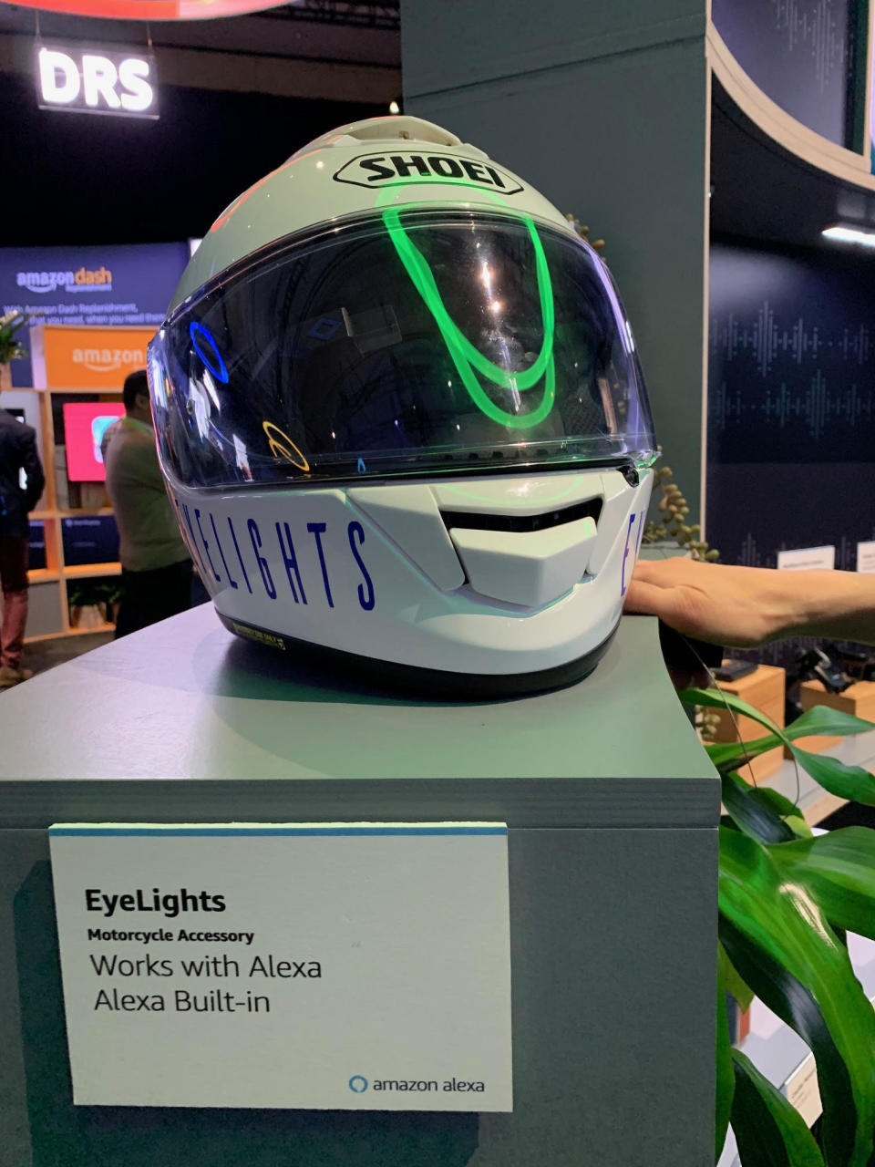 This prototype Alexa-enabled motorcycle helmet from EyeLights, featured at CES 2019 last week, is just one example of how popular Amazon's smart assistant has become with third-party companies. Source: JP Mangalindan/Yahoo Finance