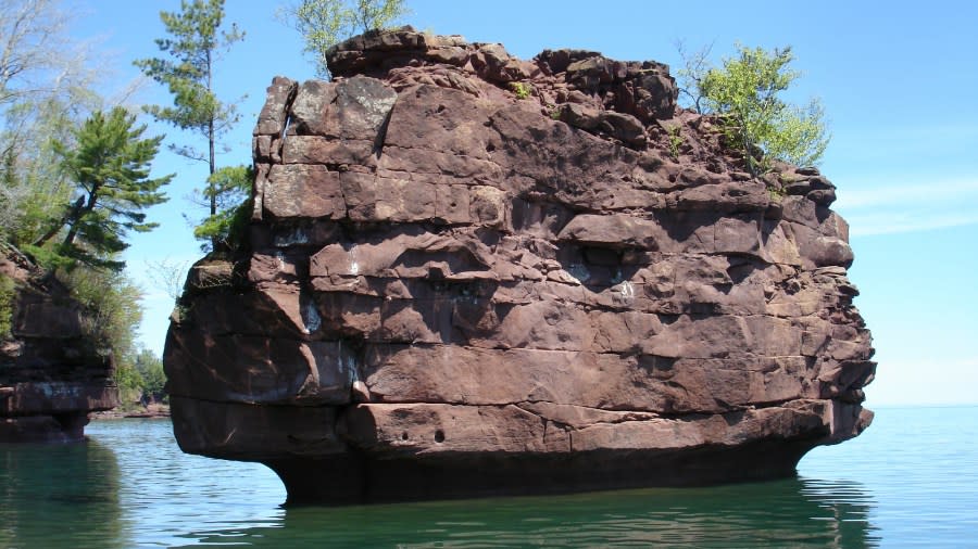 Balancing Rock is the largest sea stack in Apostle Islands National Lakeshore. It can be found along the northeast shore of Stockton Island.