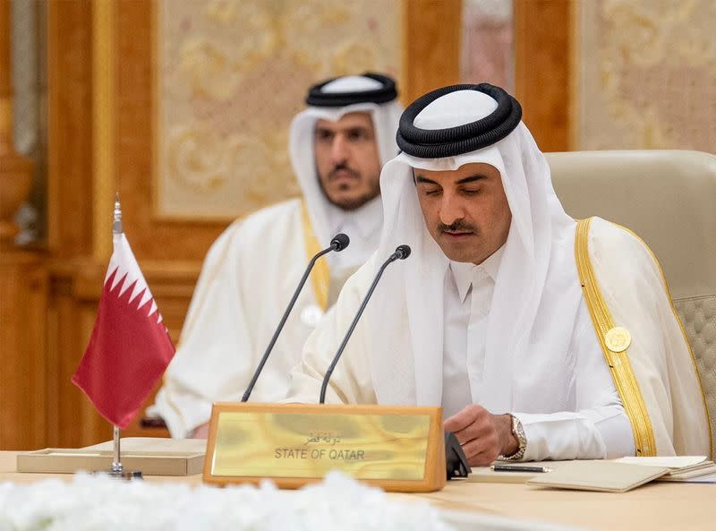 Qatar's Emir, Sheikh Tamim bin Hamad al-Thani attends the China-Arab summit in Riyadh