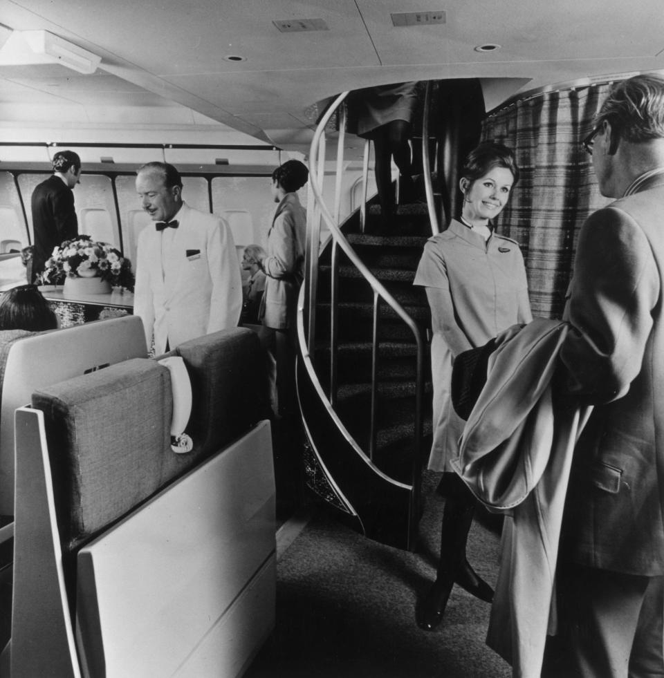 First-class passengers on a Boeing 747.